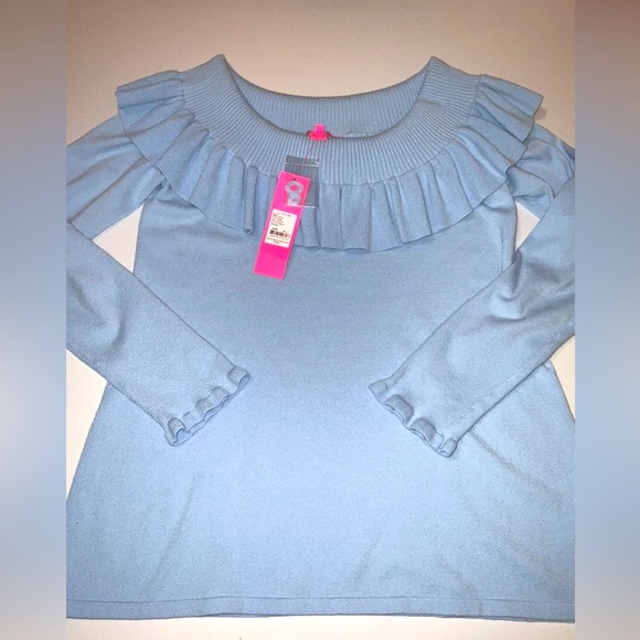 Lilly Pulitzer NWT Siesta Off Shoulder Sweater Crew Blue Size XL - Picture 5 of 8